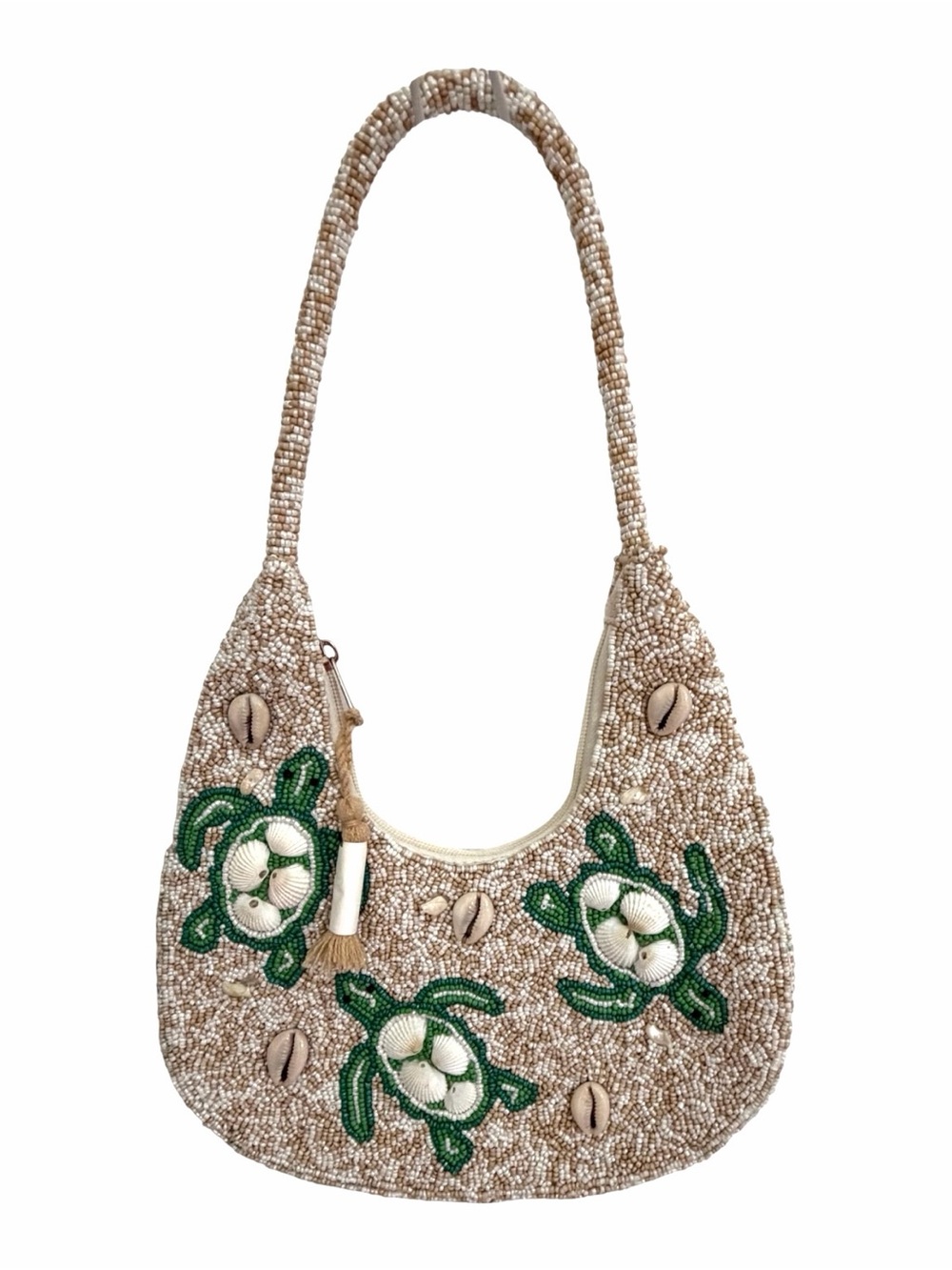 SEA TURTLE SHELL BEADED HOBO BAG